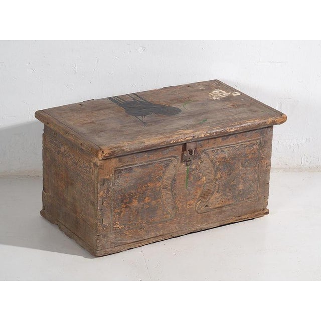 Rustic Antique Wood Chest, 1830s For Sale - Image 3 of 18
