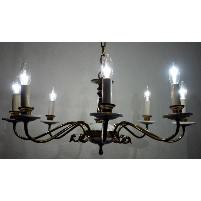 Metal Antique Brass Chandelier from Kaiser-Leuchten, 1920s For Sale - Image 7 of 10