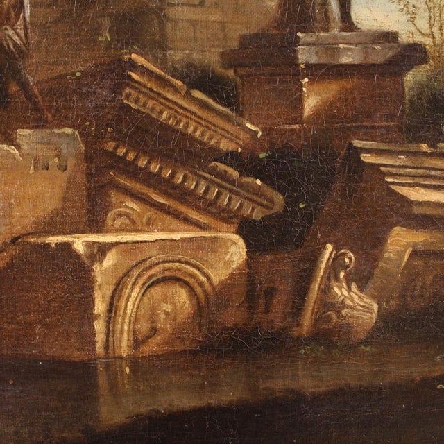 Capriccio with Classical Ruins and Figures, 1730, Oil on Canvas For Sale - Image 8 of 15