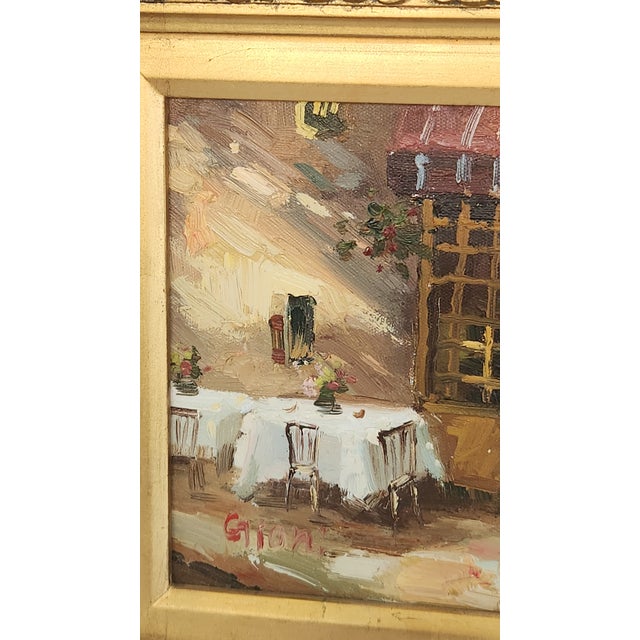 Mid 20th Century Signed Giani “On the Terrace” Framed Oil on Canvas Cafe Scene For Sale - Image 12 of 18