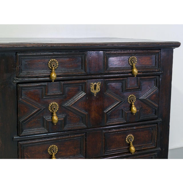 Small 17th Century Charles II Joined Oak Chest of Drawers For Sale - Image 3 of 15