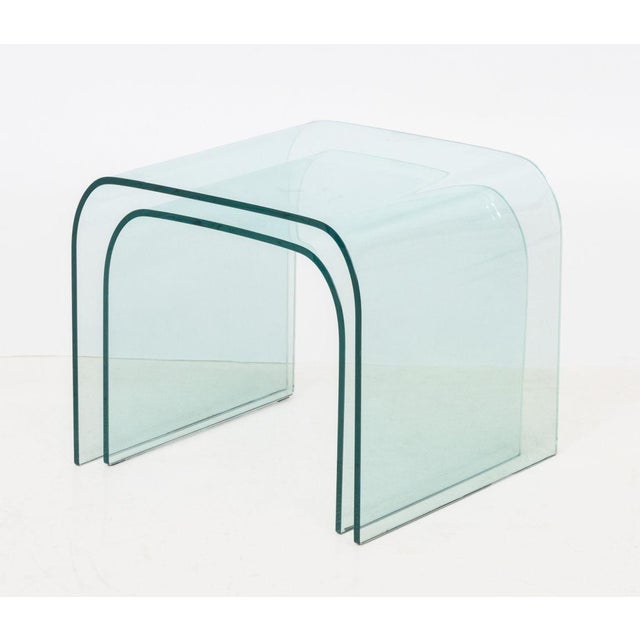 Modern Waterfall Glass Nesting Side Tables, 2 For Sale - Image 4 of 9