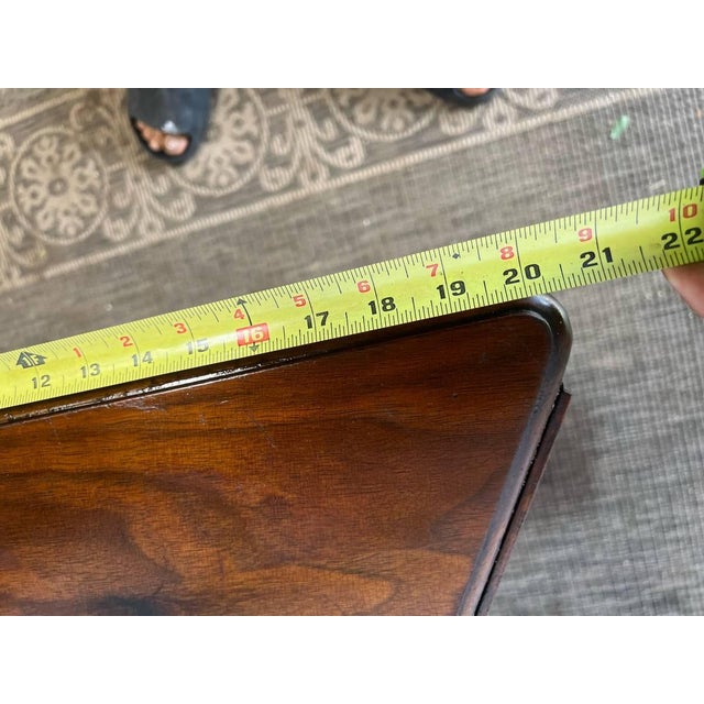 Antique Walnut Folding Top Cricket Side Table by Ferguson F.B.M.Co Hoboken Nj For Sale - Image 9 of 12