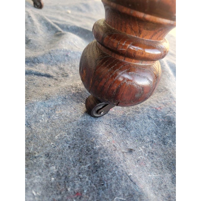 Beautiful Antique 20th Century Solid Oak Table - Hand Turned Barley 5 Leg For Sale - Image 14 of 15