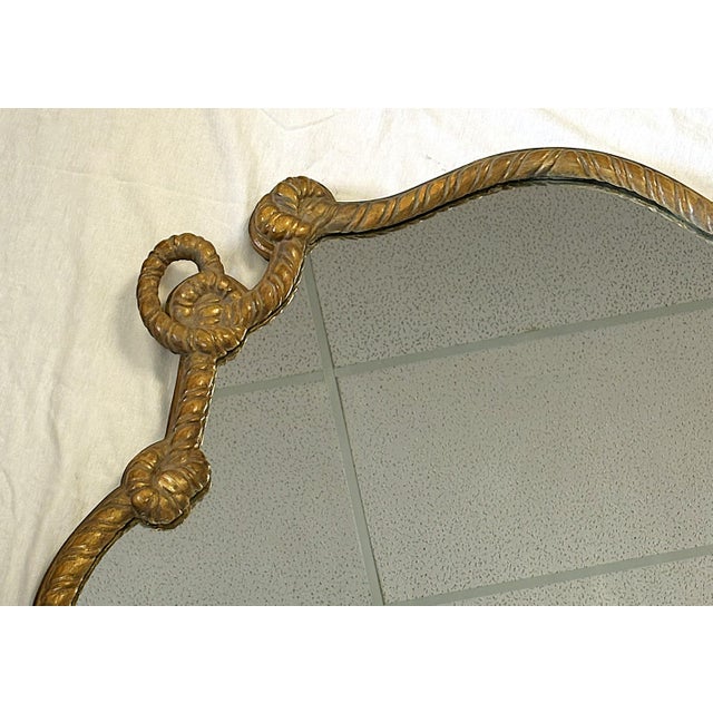 Vintage Hollywood Regency Gold Rope Motif Wall Mirror For Sale - Image 10 of 15