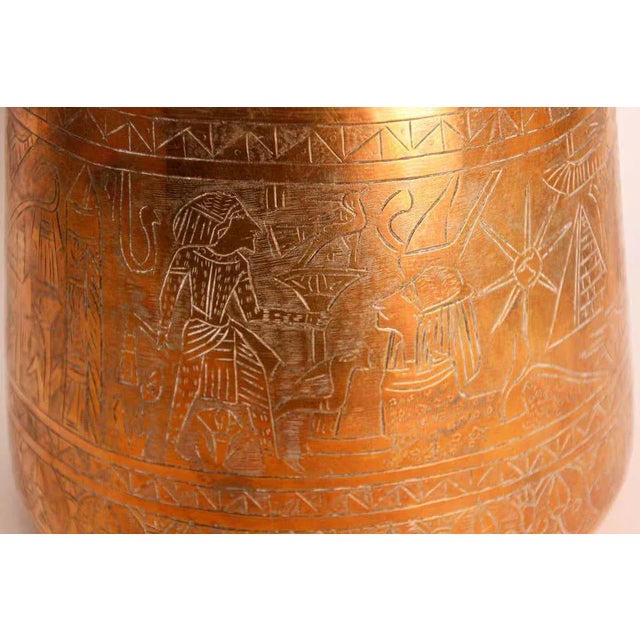 Islamic Hand Etched Egyptian Brass Vessel Jardiniere, 19th Century For Sale - Image 3 of 13