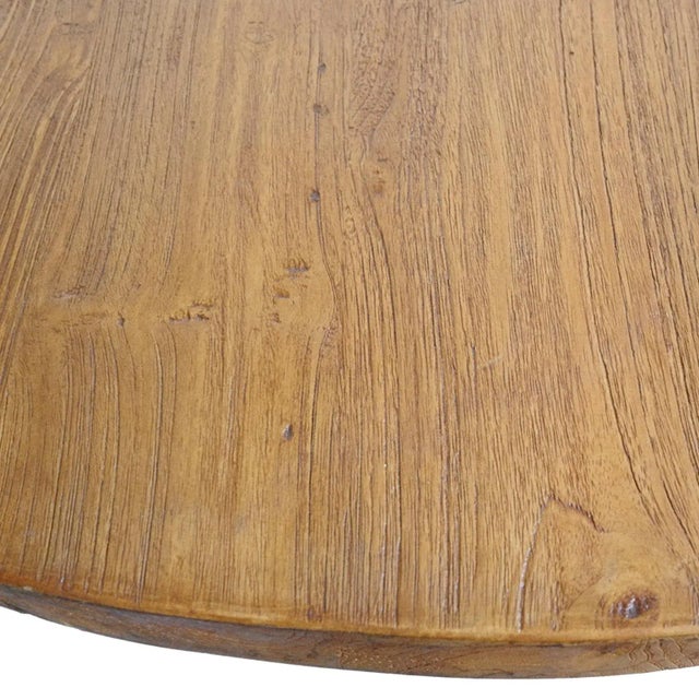 Wood Vintage Modern Round Teak & Iron Dining Table For Sale - Image 7 of 7