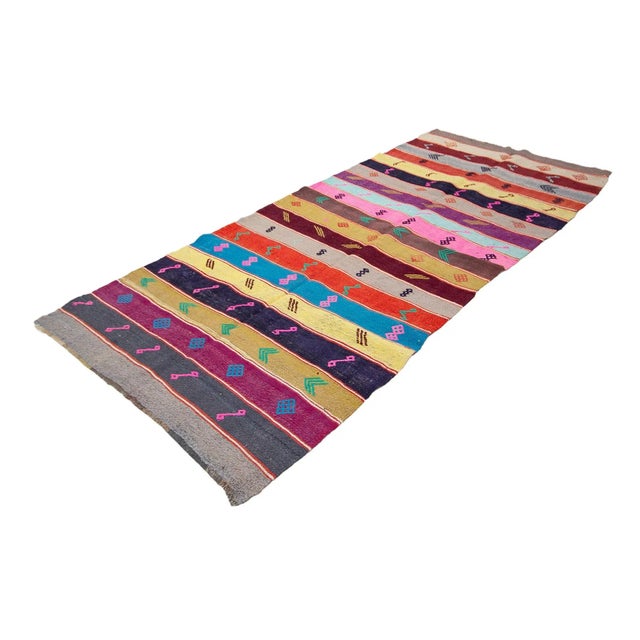 Boho Chic Colorful Vintage Turkish Kilim Rug For Sale - Image 3 of 7
