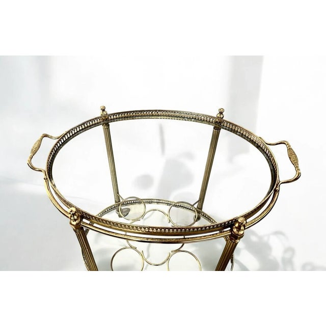 Mid-Century Modern Vintage French Brass Bar Cart from Maison Baguès For Sale - Image 3 of 11