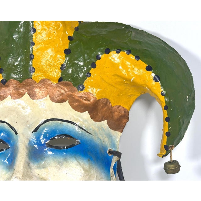 Mid 20th Century Mexican Papier Mache Payaso Jester Mask signed Orozco c. 1950s For Sale - Image 5 of 10