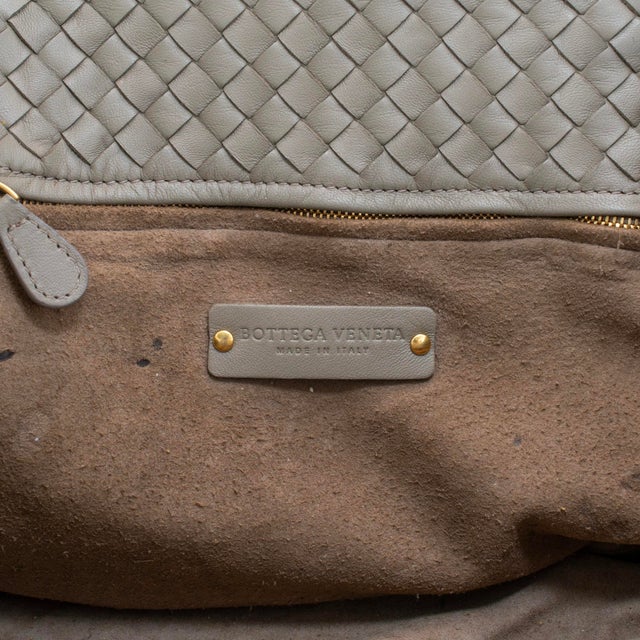 Animal Skin Bottega Veneta Intrecciato Nappa Leather Taupe Gold-Tone Shoulder Handbag For Sale - Image 7 of 8