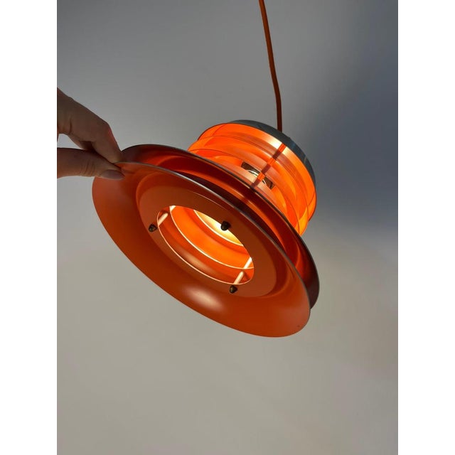 Silver-Orange Louvered Lamp by Carl Thore for Granhaga For Sale - Image 6 of 11