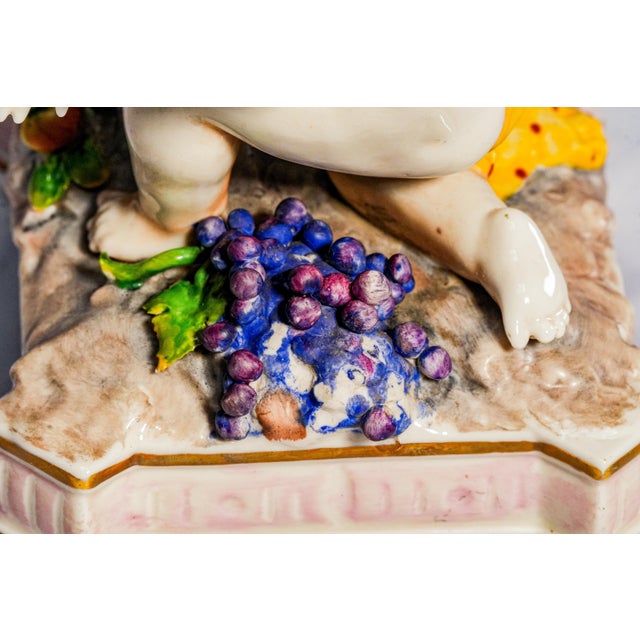Pair Hand Painted Italian Porcelain Cherubs Antique Capodimonte Putti Figurines Sculpture Statue Old World Home Decor For Sale - Image 13 of 18