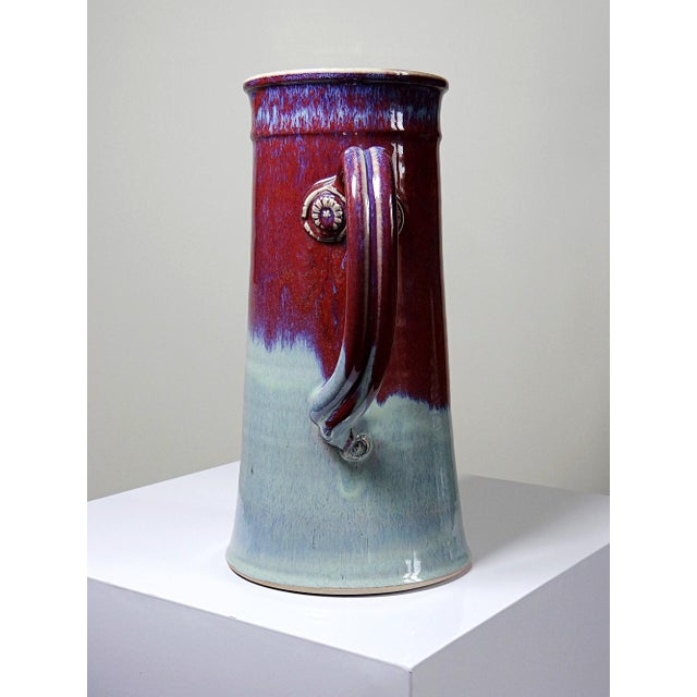 Large Flamed Oxblood Glazed Stoneware Art Jug by Michel Goldstyn for Lévéjac, 1990s For Sale - Image 6 of 15