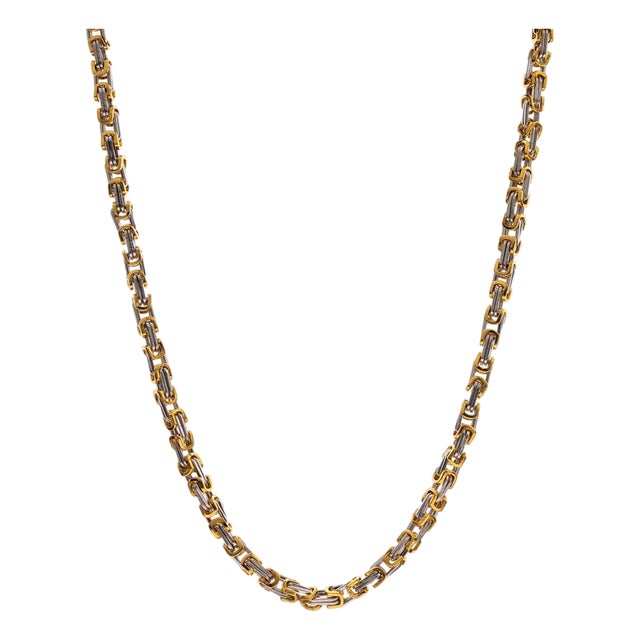 Two Color Design Bold Chain Men's Necklace For Sale