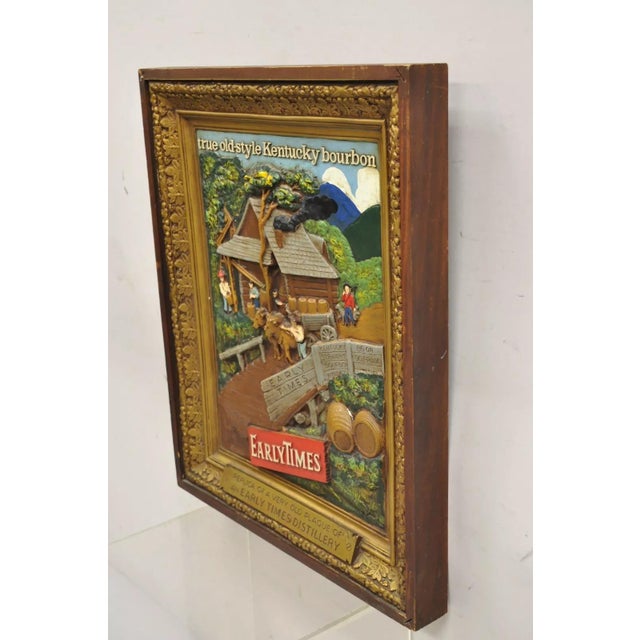 Mid 20th Century Vintage Early Times Kentucky Bourbon Whiskey Plaster Replica Art Painting Plaque, Framed For Sale - Image 10 of 11