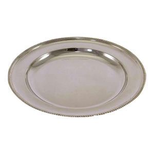 1970s Round Platter With Bead Pattern, Applied Border- Silver by Frank Cobb & Co.