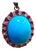 GIA Certified 105 Ct Natural Oval Turquoise, Ruby & Diamond Pendant, Sleeping B For Sale