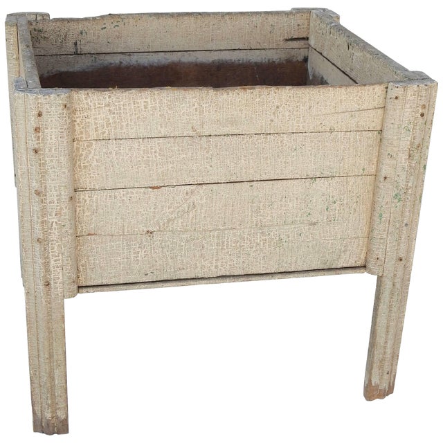 Primitive Painted Wood Firewood Box For Sale