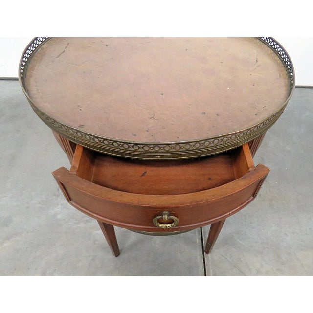 Embossed Leather Top French Louis XVI Bouillotte End Occasional Table C1920 For Sale In Philadelphia - Image 6 of 13