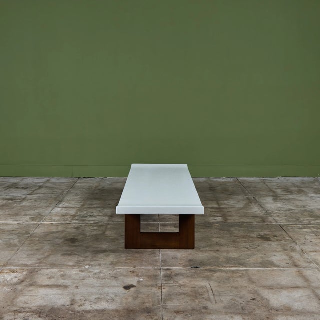 White Paul Frankl Rectangular Whitened Cork Coffee Table or Bench for Johnson... For Sale - Image 8 of 16