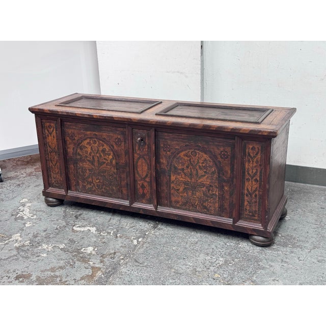 Wood 19th Century Austrian Wood Dowry Chest Trunk For Sale - Image 7 of 12