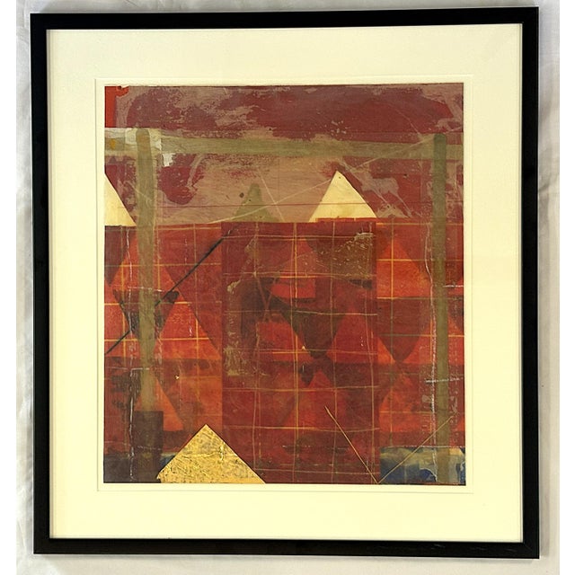 C1979 Original Steven Sorman (American 1948-Present) Mixed Media Framed Collage 'Untitled Red' For Sale - Image 16 of 18