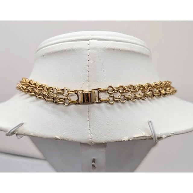 1960s goldtone 2 strands with o charm drops 3 on the top and 9 on the bottom necklace with fold over clasp. Marked...