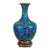 Mid-Century Chinese Cloisonné Floral Vase in Navy, Turquoise & Gold With Wood Stand For Sale