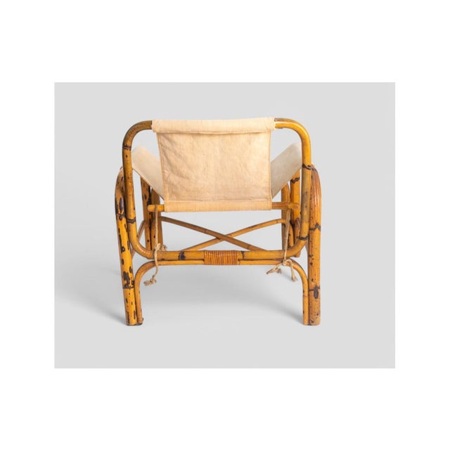 1960s Vintage Bamboo and Canvas Armchair, 1960s For Sale - Image 5 of 12