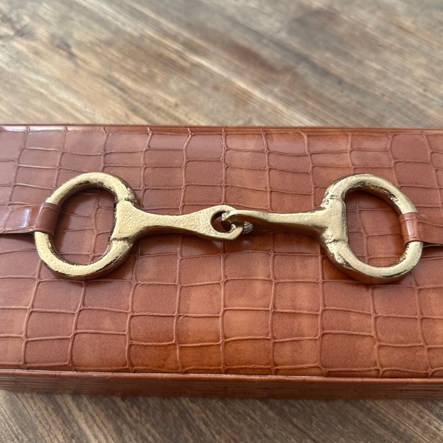 Horsebit Faux Croc Leather Box For Sale - Image 4 of 7