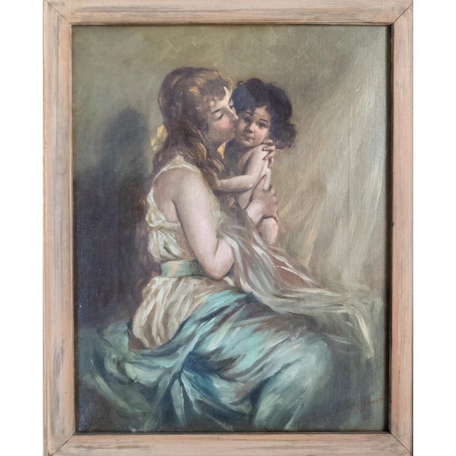 We are selling this simple 19th century Portrait of Mother and Child. The painting is executed in oil on canvas and housed...