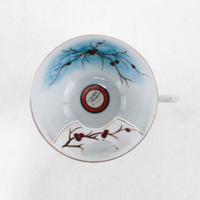 Victorian Set of Five Vintage Victorian Hand-Painted Porcelain Mugs For Sale - Image 3 of 12