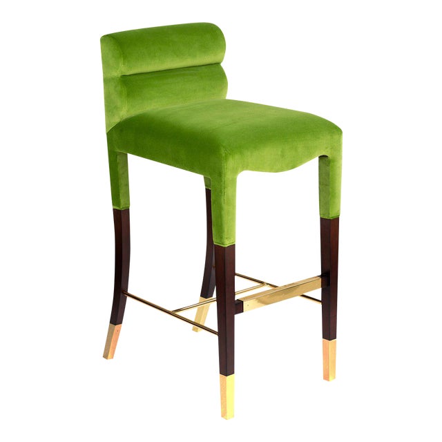 Gardner Bar Stool in Green Velvet Chairish