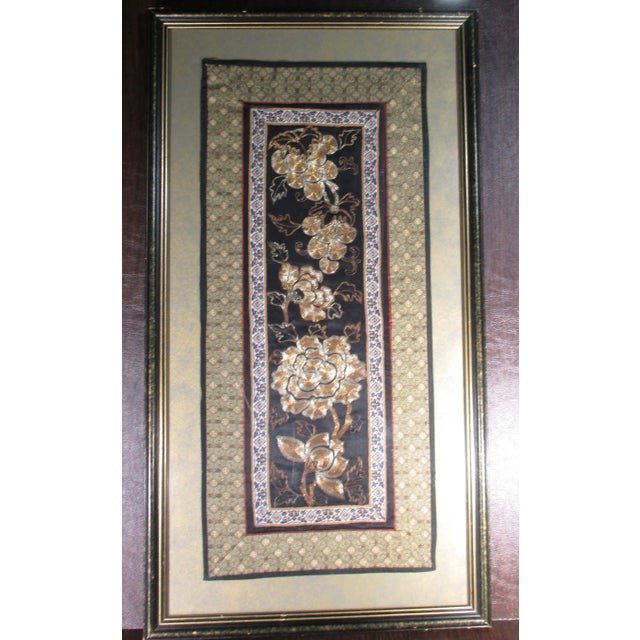 Textile Chinese Textile Panel Flowers and Fruits Circa 1990s For Sale - Image 7 of 7
