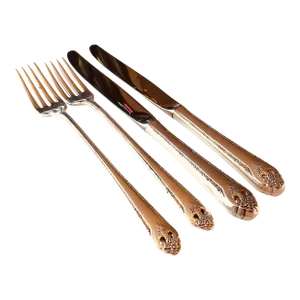 Vintage Holmes & Edwards Silver Plated "Lovely Lady" Pattern Knives & Grill Forks Set- 4 Pieces