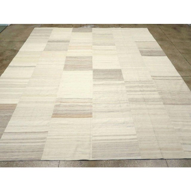 A vintage Turkish Flatweave Kilim large room size carpet handmade during the Mid-20 century. Measures: 13' 3" x 15' 4"