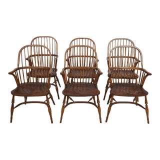 Set of 6 English Windsor Style Dining Room Chairs For Sale