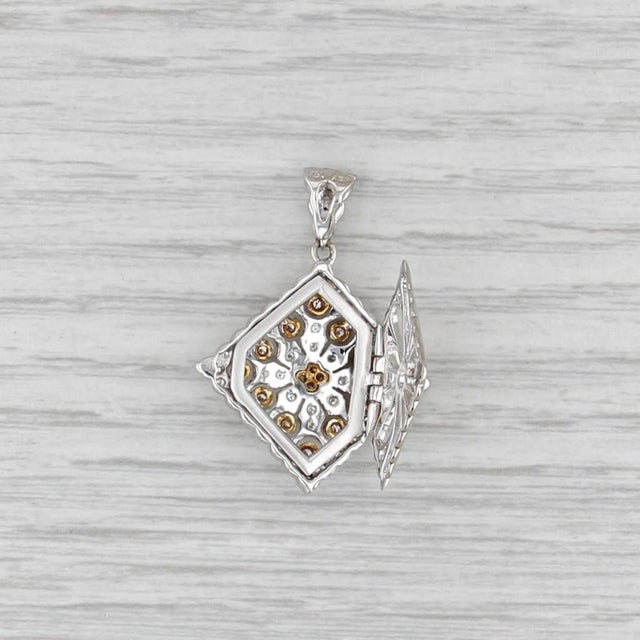 2000 - 2009 0.37ctw Diamond Ornate Pendant 18k White Yellow Gold Openwork Diffurser For Sale - Image 5 of 7