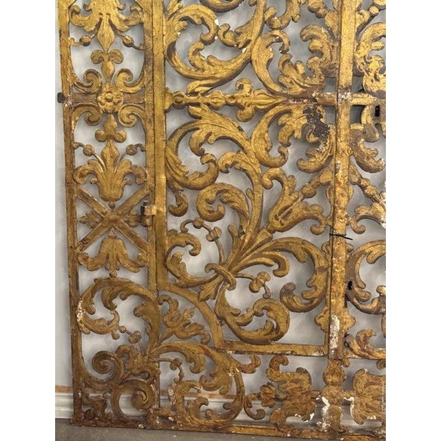 18th Century 18th Century Italian Heavy Gilted Iron Gate For Sale - Image 5 of 6