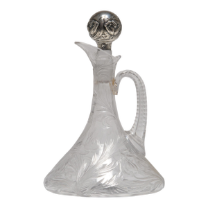 Early 20th Century Art Nouveau Cut Glass Ships Decanter With a Sterling Silver Mounted Stopper, Theodore B Starr