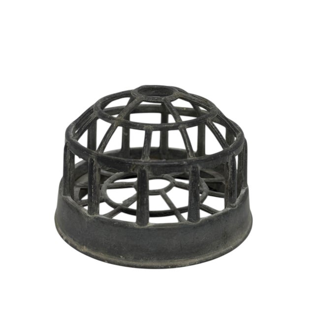 Vintage Gray Metal Flower Frog Cage Design For Sale - Image 4 of 11