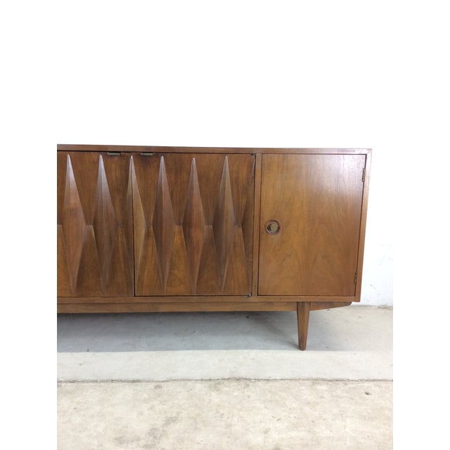 Mid-Century Modern Mid Century Modern Credenza With Unique Diamond Front Cabinet Doors by Albert Parvin for American of Martinsville For Sale - Image 3 of 12