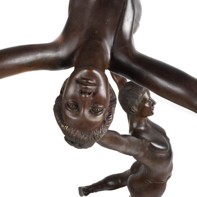 Bronze Expressive Bronze Sculpture of Dancing Couple With Rich Patina For Sale - Image 8 of 9