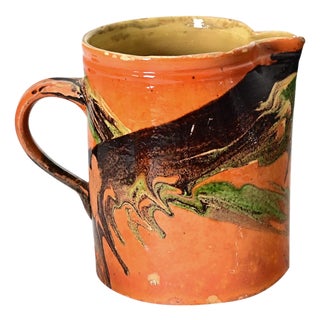 19th Century French Marbled Glazed Pitcher For Sale
