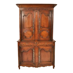 Antique French 19th Century Provincial Fruitwood Buffet a' Deux Corps Dated 1851
