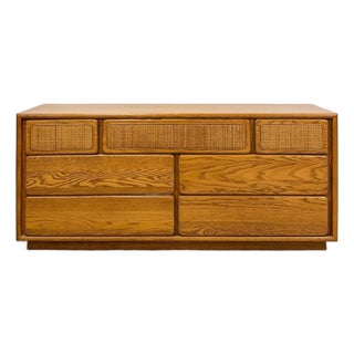 Vintage Lane Perception MCM 7-Drawer Cane Dresser Rare Find For Sale