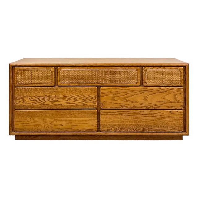 Vintage Lane Perception MCM 7-Drawer Cane Dresser Rare Find For Sale