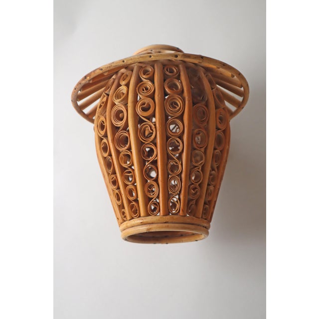 Wood Bamboo Lantern Wall Lights, 1950s, Set of 2 For Sale - Image 7 of 18
