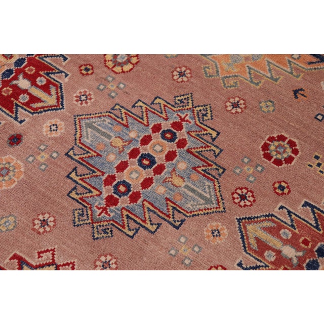Tribal 1990s Bohemian Kazak Rose/Beige Wool Rug - 9'1'' X 12'0'' For Sale - Image 3 of 7